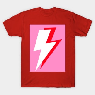 White and Red Lightning Pattern on Pink T-Shirt